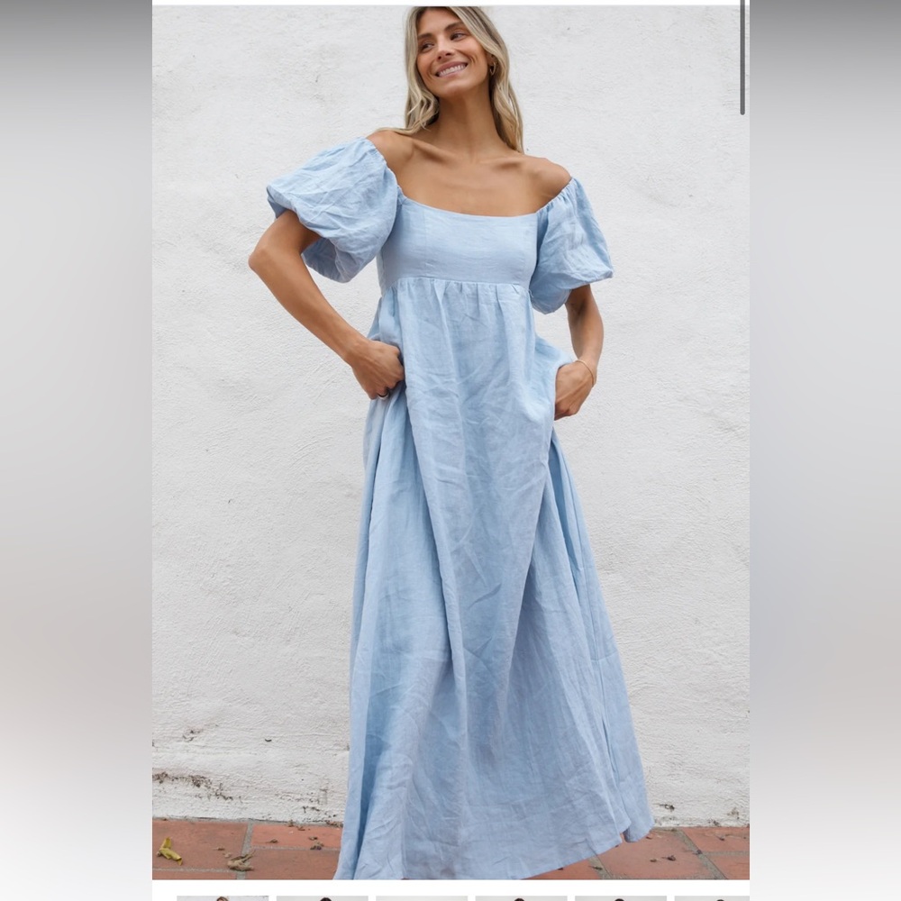 Candace Maxi Dress in blue - 100% Linen - Bump Friendly Worth collective